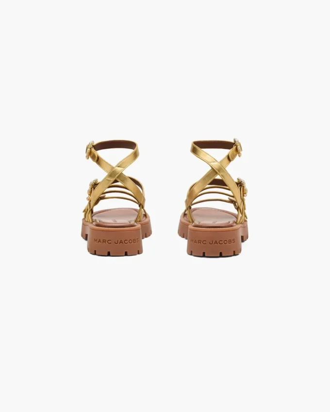 Sandalo gladiatore in pelle metallizzata con Daisy