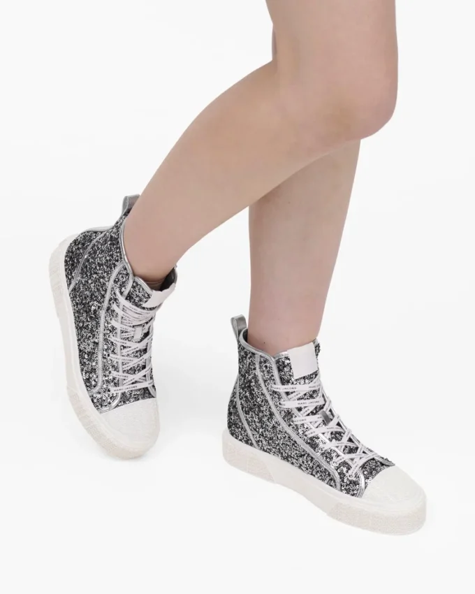 Sneaker alta con paillettes Sneaker alta con paillettes