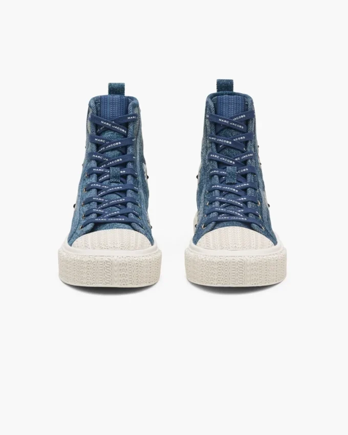 Sneaker alta in denim con margherite sequin Daisy Sneaker alta in denim con margherite sequin Daisy