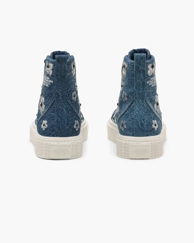 Sneaker alta in denim con margherite sequin Daisy Sneaker alta in denim con margherite sequin Daisy