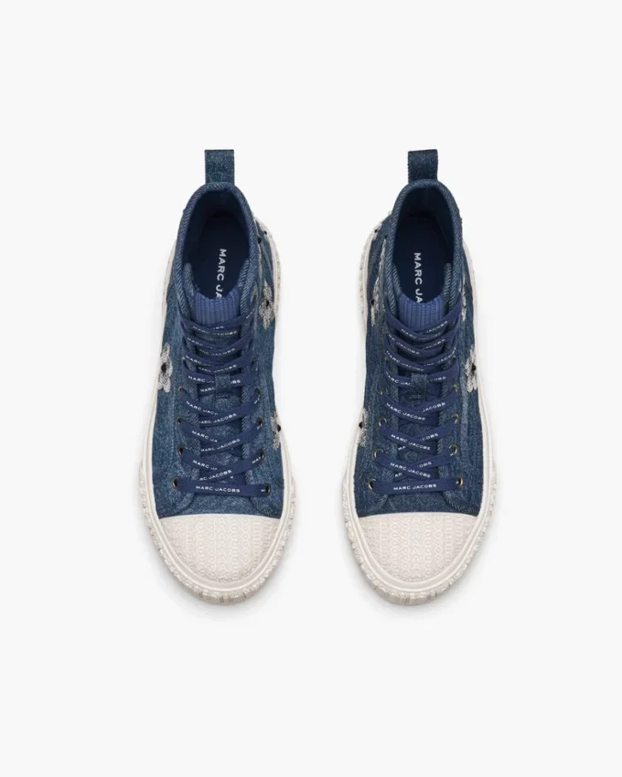 Sneaker alta in denim con margherite sequin Daisy Sneaker alta in denim con margherite sequin Daisy