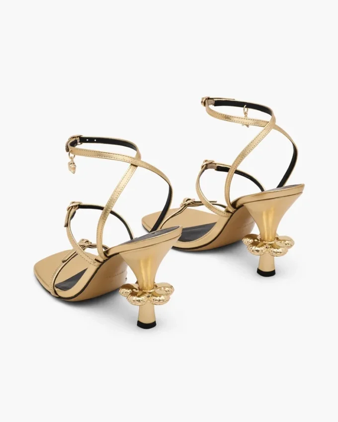 Tacco metallico in pelle con Daisy