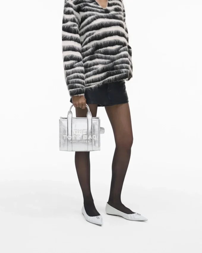 The small Metallic Leather Tote Bag