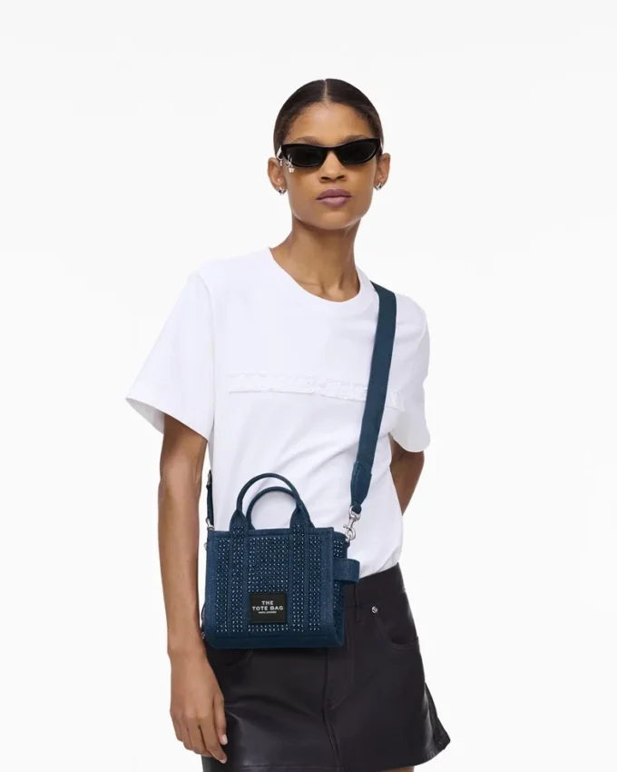 The Tote Bag in denim con cristalli The Tote Bag in denim con cristalli