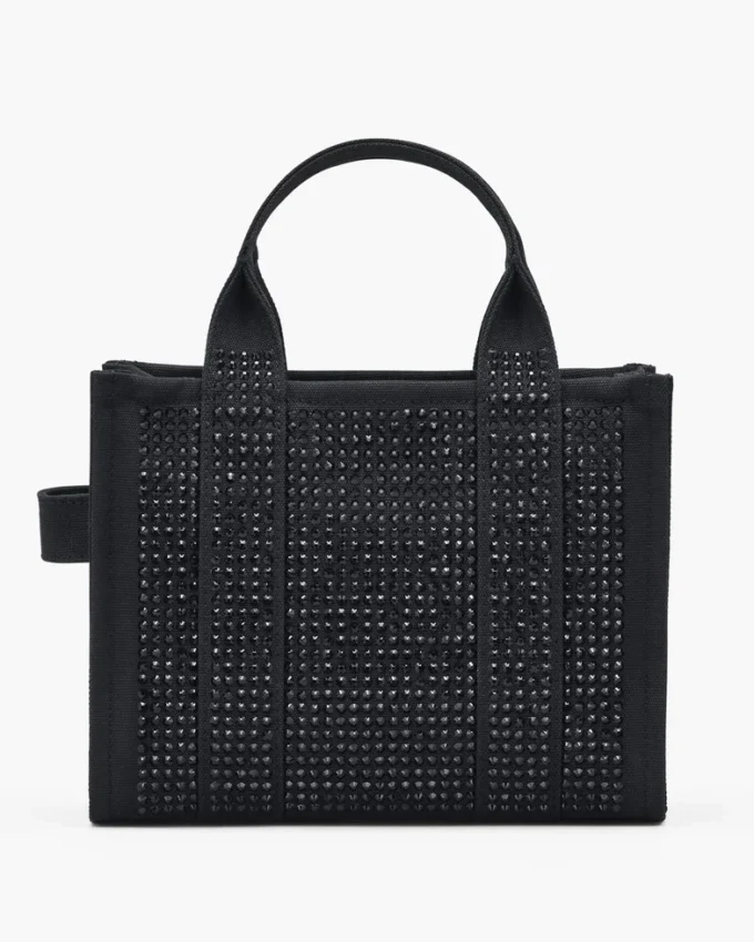 The Tote Bag piccola in tela con cristalli The Tote Bag piccola in tela con cristalli