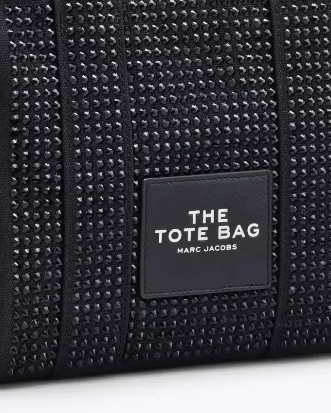 The Tote Bag piccola in tela con cristalli The Tote Bag piccola in tela con cristalli