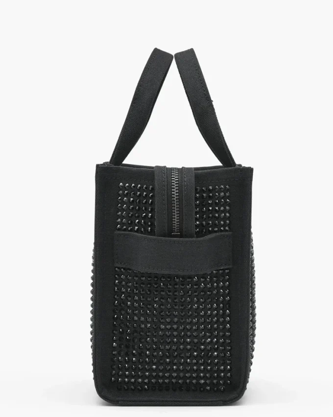 The Tote Bag piccola in tela con cristalli The Tote Bag piccola in tela con cristalli