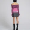 Top con spalle scoperte in maglia traforata