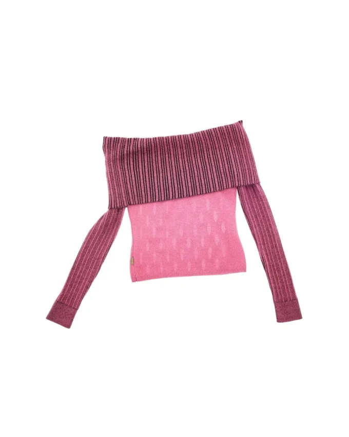 Top con spalle scoperte in maglia traforata