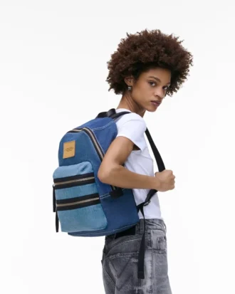 Zaino grande in denim color block Biker Zaino grande in denim color block Biker