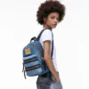 Zaino medio in denim color block Biker