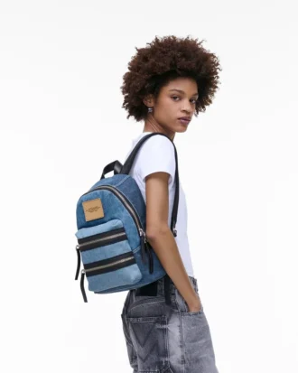 Zaino medio in denim color block Biker Zaino medio in denim color block Biker